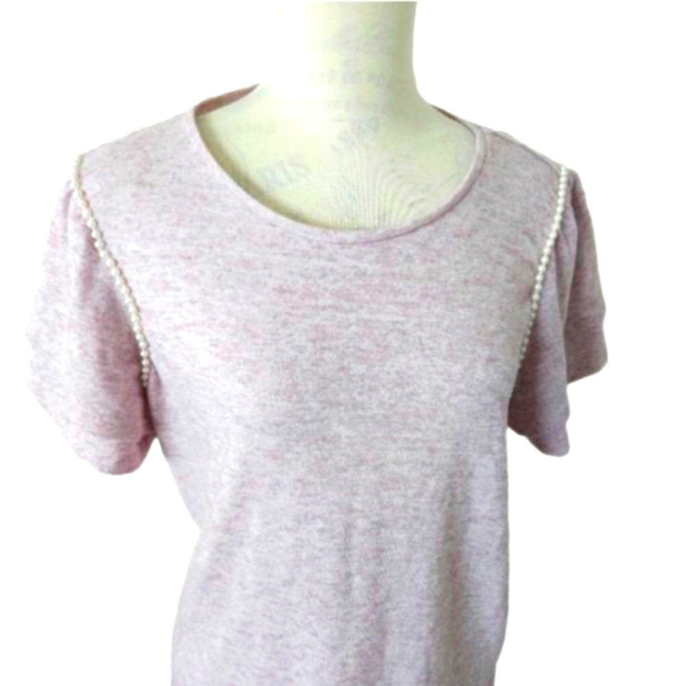💕Alison Andrews soft pink sweater short sleeves size L  NWT 💕